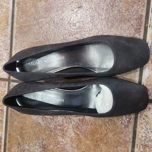 Stuart weitzman suede Mary Mid Square toe pump gray women's size 9 EUC